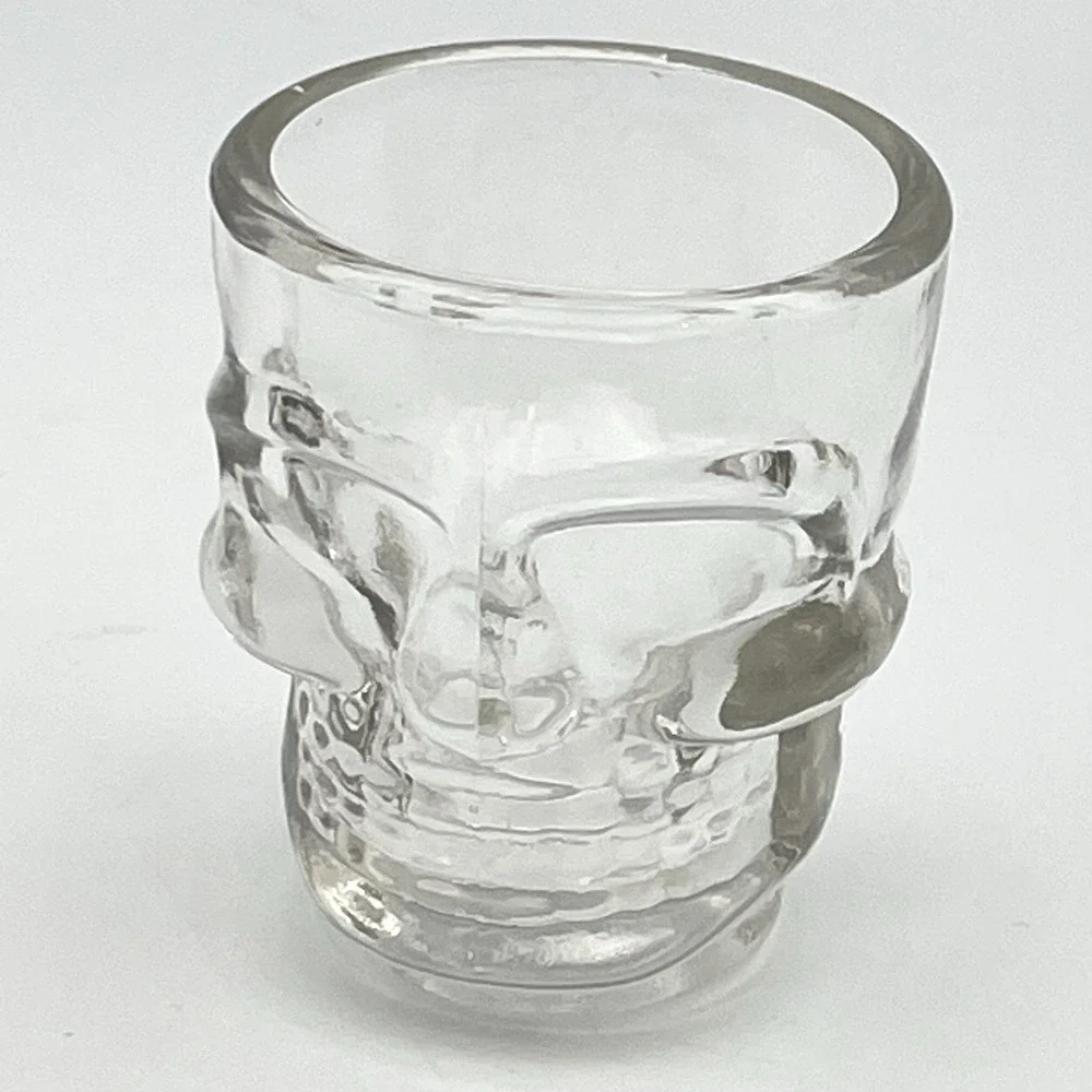 Skull Head Skeleton Face Shot‎ Glass Clear Pressed Glass Toothpick Holder
